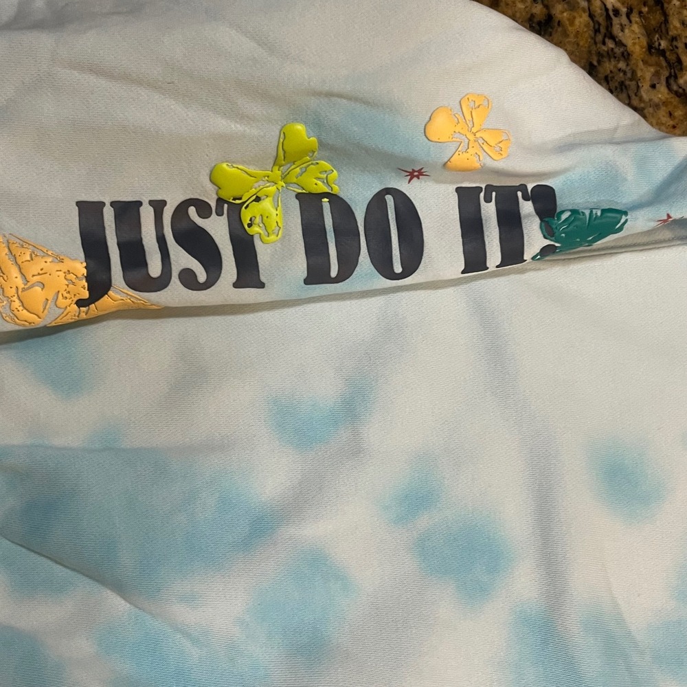 Nike Womens Recreation Club Tie Dye Cropped Sweatshirt Blue White Butterfly S - Picture 4 of 6